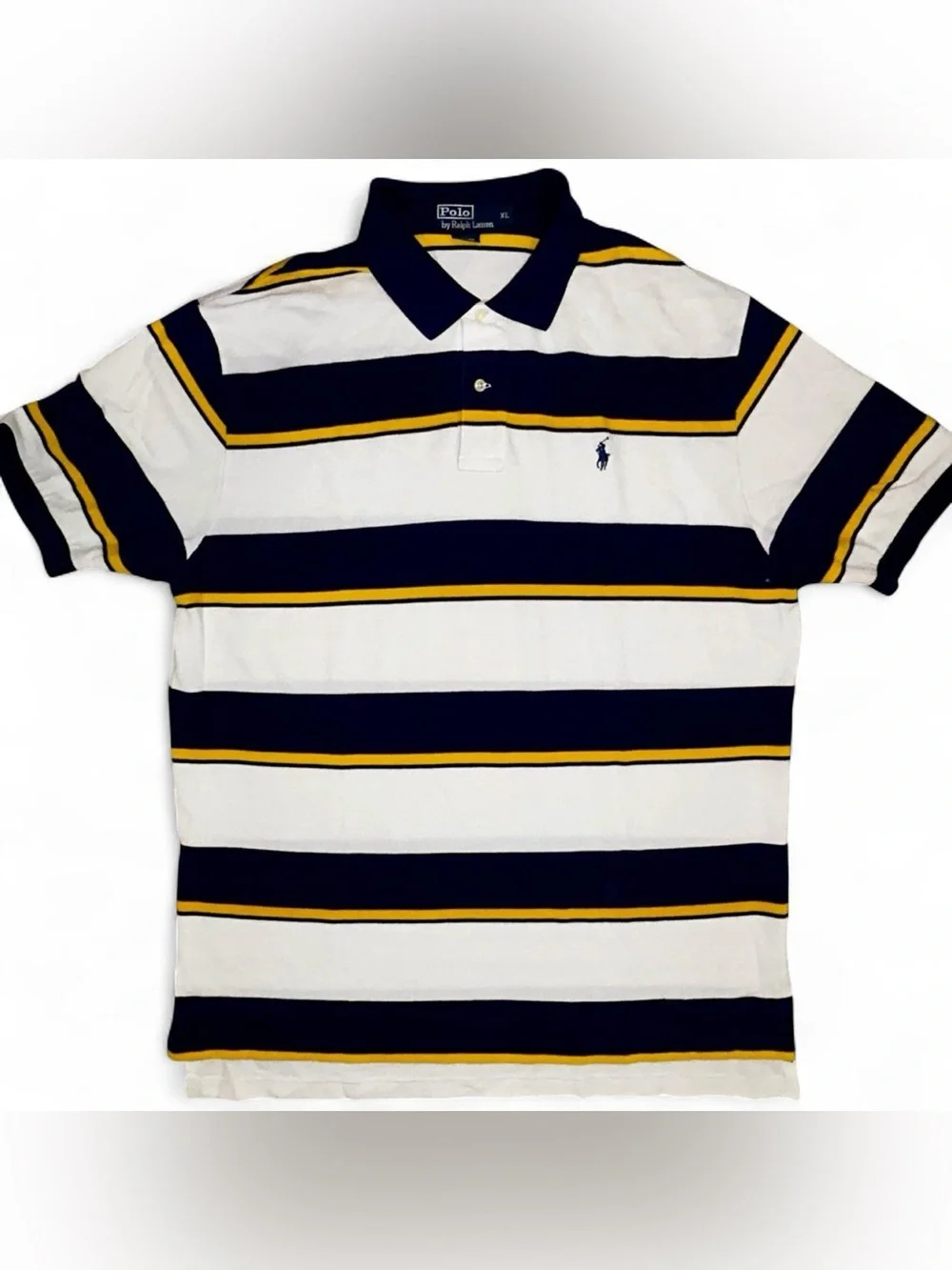 Polo by Ralph Lauren Navy, White & Yellow Striped Men’s Polo.